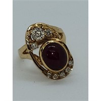 14K Yellow Gold With Ruby And Diamond