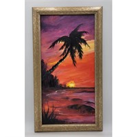 Florida Highwaymen Style Red Sunset Landscape Pai