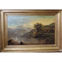 Large Antique O/C Hudson Valley? Landscape Painti