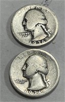 (2) 1936 Washington Quarter Dollars