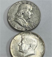 1963 Franklin-1964 Kennedy 90% Silver Halves