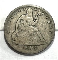 1858 s No Arrows Seated Liberty Half Dollar