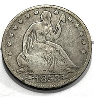 1853 o Arrows/Rays Seated Liberty half Dollar