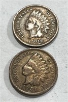 (2) 1906 Indian Head Cents VF Grade