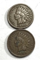 (2) 1906 Indian Head Cents