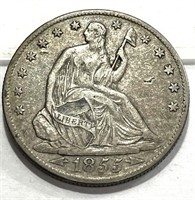 1855 o W/Arrows Seated Liberty Half Dollar