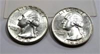 (2) 1964 GEM BU Washington Quarters