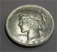1922 AU Grade Peace Silver Dollar