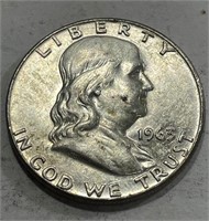 1963 d Franklin Half Dollar AU Grade