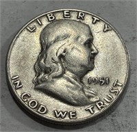 1951 s XF/AU Grade Franklin Half Dollar
