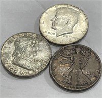 Lot of (3) 90% Silver Half Dollars -KEN-FRANK-WL