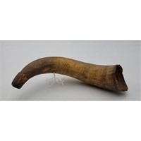Antique Powder Horn With Initials L.W.G