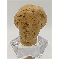 Ancient Roman Carved Alabaster Fragment Of A Head