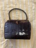 Vintage brown alligator skin handbag