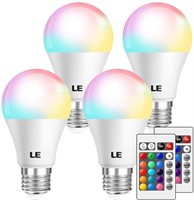 LE RGB LED Light Bulb, A19 4 PACK WITH REMOTE