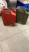 5 gallon Jerry cans, green can full diesel fuel,