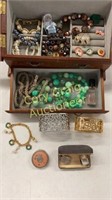 JEWELRY box, cuff bracelets, misc jewelry