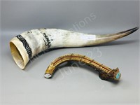 Cape buffalo horn & stag horn crib game