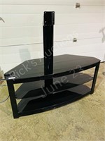 modern black glass tv stand w/ mount