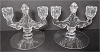 Glass Double Candle Holder Candelabra. Bidding on
