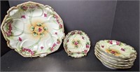 Hand Painted in Japan Floral Serving Bowl & Ice