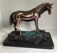 Metal horse statue, 11.5x6.5” base