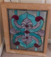 Framed stained glass *measures 24in x 18in