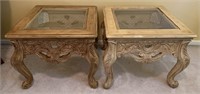 Glass top end table w/ claw feet 28” W x 24” H.