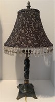 Table lamp, resin w/beaded shade, 30” H