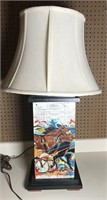 Table lamp 11x11x33”, decorated with horse racing