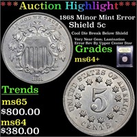 *Highlight* 1868 Minor Mint Error Shield 5c Graded