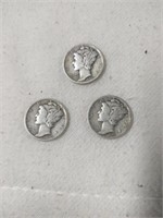 1941, 42 & 43 Mercury Dimes