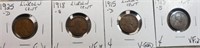 1915S VF,1915D VG,1918S VF,1925D Lincoln Cents