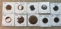 10 World Coins All Different Dates 1887-1944 F to