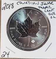 2018 Canadian Silver Maple Leaf One Oz.