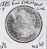1885P Full Strike Proof Like  Morgan Dollar   MS65