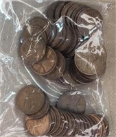 Bag of 50 Lincoln Cents 1909-1919