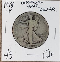 1918P Walking Liberty Half F