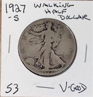 1927S Walking Liberty Half VG