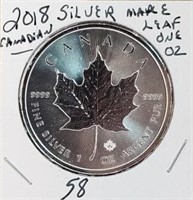 2018 Canadian Silver Maple Leaf One Oz.