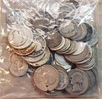 Bag of Silver Dimes and 20 Silver Quarters