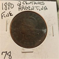 1890 2 Centavos Argentina F