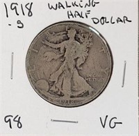 1918S Walking Liberty Half Dollar VG