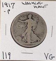 1917P Walking Liberty Half Dollar VG