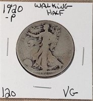1920P Walking Liberty Half Dollar VG