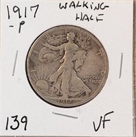 1917P Walking Liberty Half Dollar VF