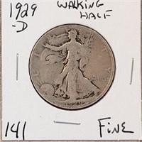 1929D Walking Liberty Half Dollar F