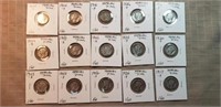 15 Different Mercury Dimes 1917-1945 PDS Mints