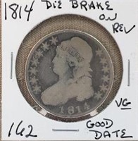 1814 Bust Half Dollar Die Brake on Rev VG