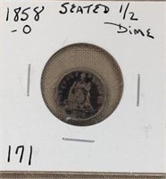 1858O Seated Half Dime